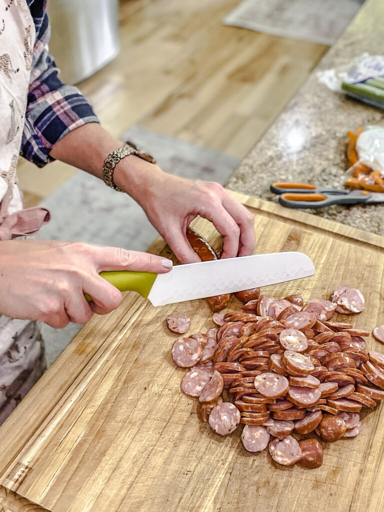 chopping sausage