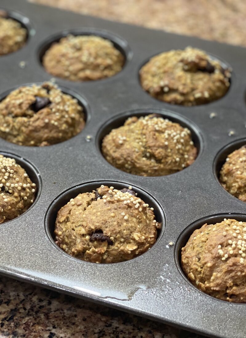 Healthy, Gluten-Free Chocolate Chip Banana Muffins with Whole Grains