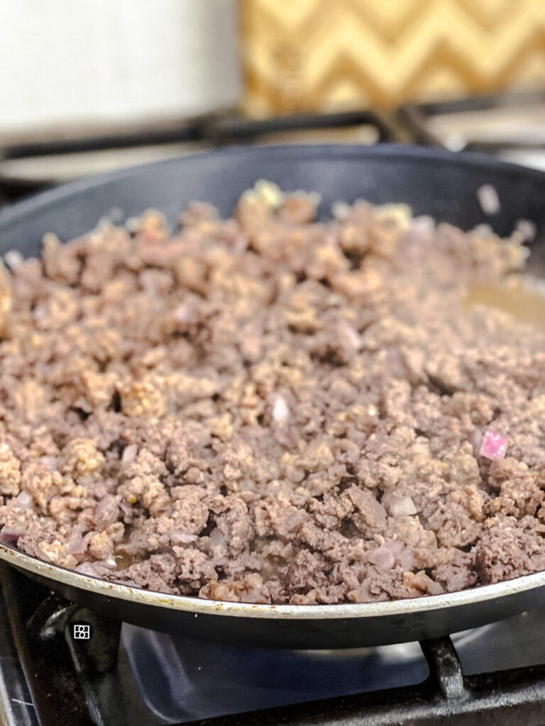browning meat in pan