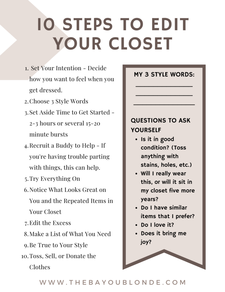 checklist to edit your closet